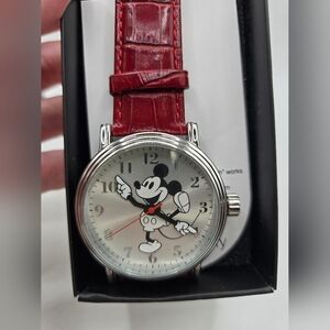 DISNEY Mickey Mouse Watch with Red Strap. Adults. New In Box.